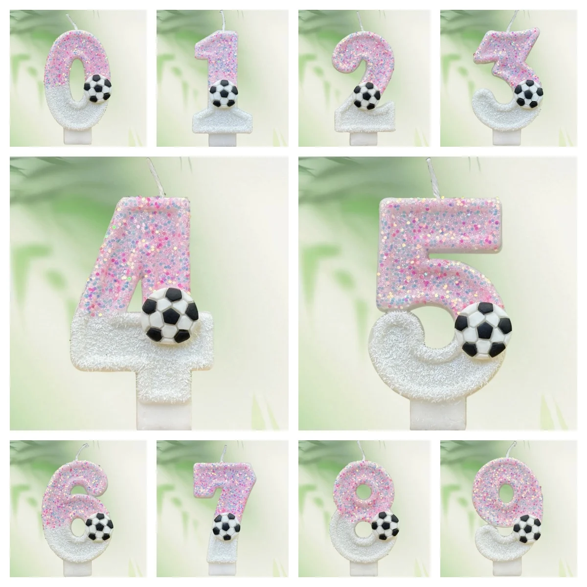New 0-9 Number Birthday Candles Original Pink and White Football Digital Party Anniversary Candle