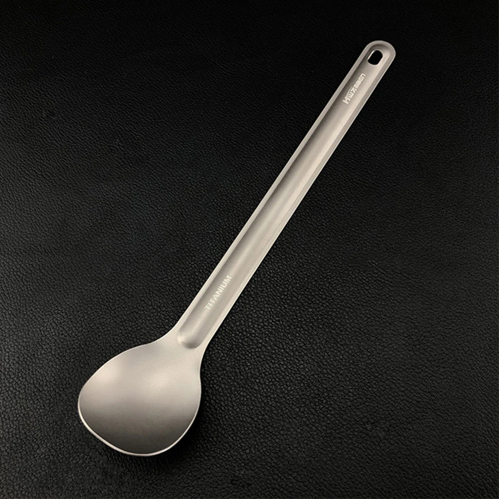 

Titanium Long Handle Spoon Portable Eating Utensil for Camping Hiking Survival Baking Mixing Serving Hot Food