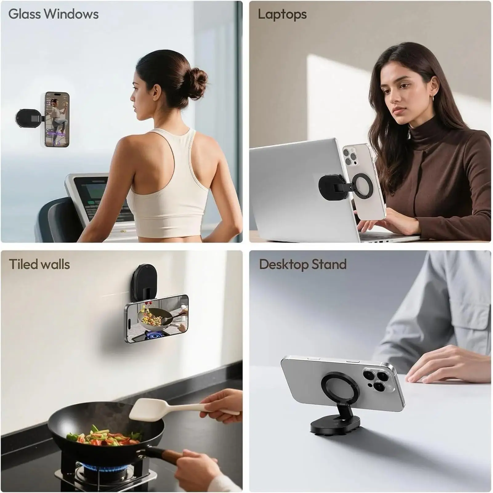 360 Rotating Magnetic Phone Suction Mount Tripod, Compatible With Car Mirror, Kitchen, Stable Hands Free Mobile Device Holder view 5