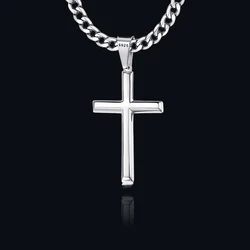925 Sterling Silver Cross Necklace for Men Women 5mm Stainless Steel Durable Cuban Crucifix Pendant Necklace Jewelry