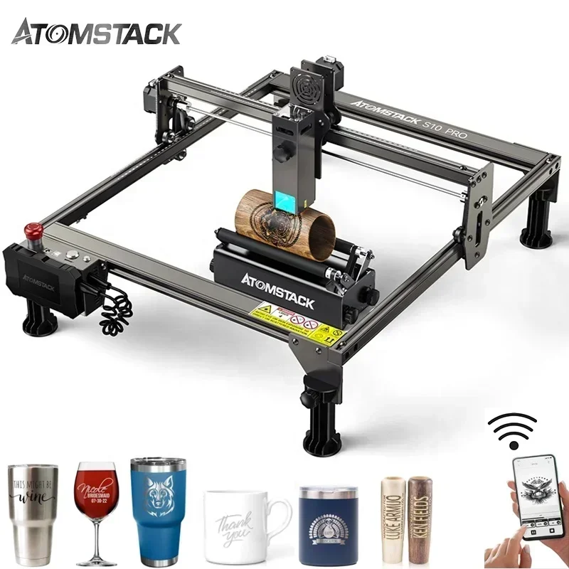 Atomstack X7 S10 Pro 50W Small Diode Laser Wifi Controlled Metal Wood Jewelry Seal Engraving Metal Laser Cutting Machines