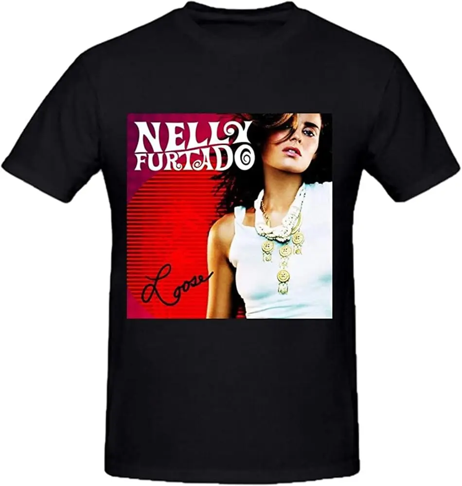 Nelly Furtado Men's T-Shirt Black Unisex Tee Cotton Luxury brand vintage oversized