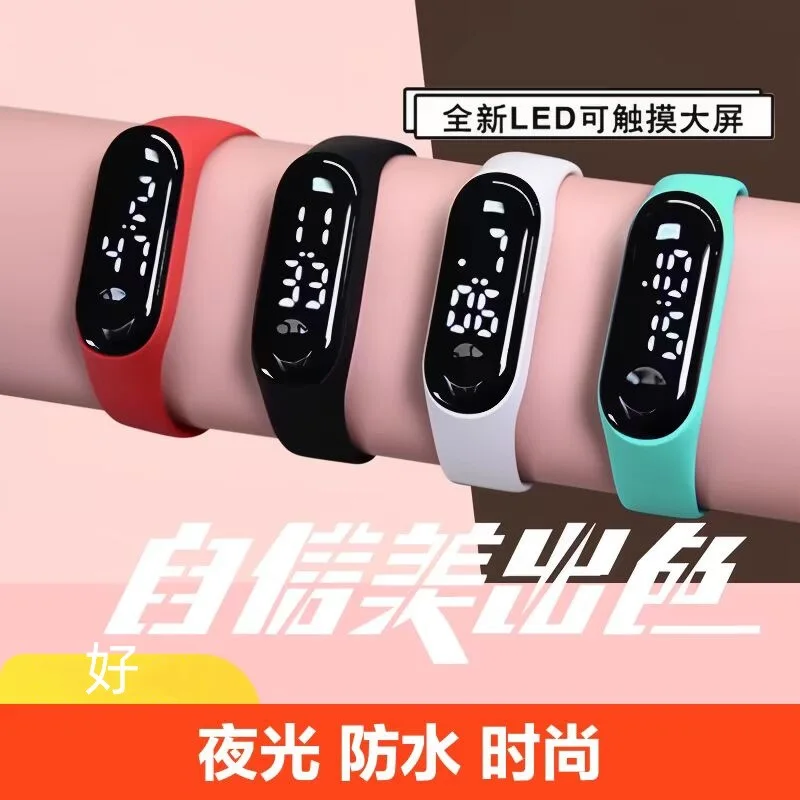 Gummi leuchtende wasserdichte LED Kinder elektronische Uhr lässige Mode kreative Outdoor-Sport Student elektronische Uhren
