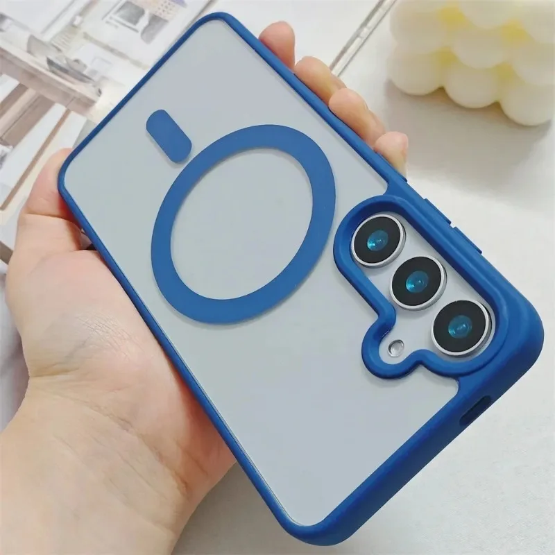 New Frosted Magnetic Case For Samsung Galaxy S25 Edge S25 S24 S23 FE S22 Plus Ultra For Magsafe Wire