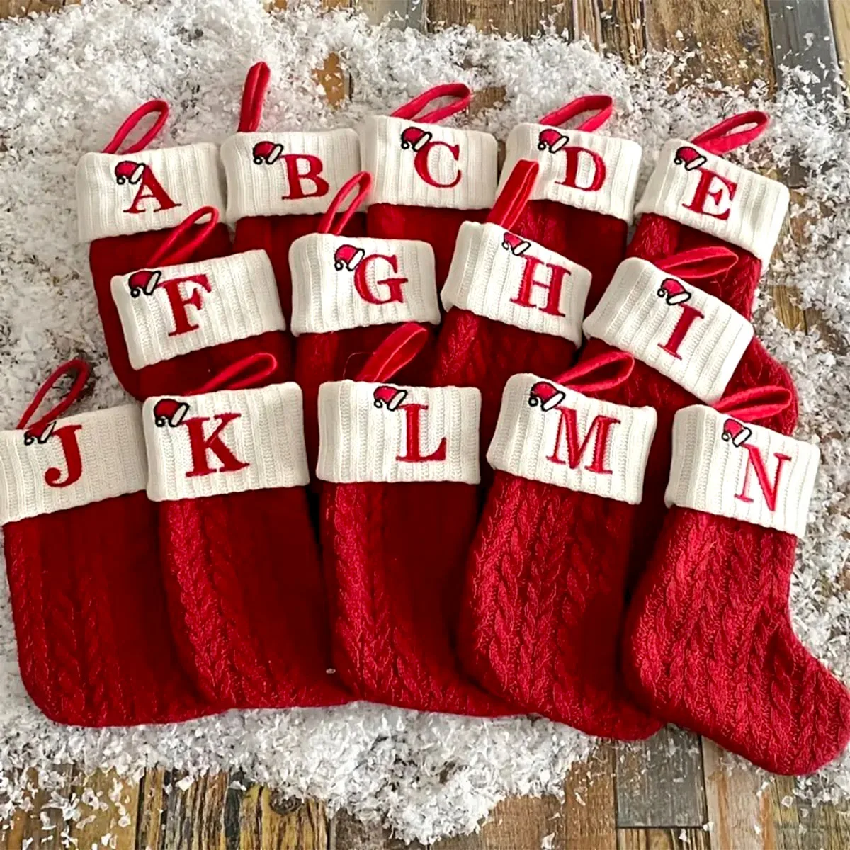 Christmas Letters Stocking Christmas Decor For Home 2024 Xmas Tree Pendant Red Gift Snowflake Socks Christmas Party Decors 2025