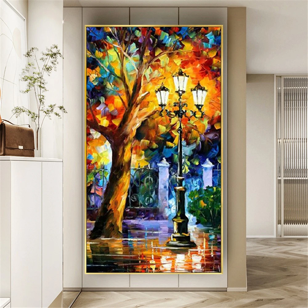 100% Hand-painted Garden Oil Painting ModernPark Landscape Canvas Picture Large Size Wall Art Poster Forest Mural For Home Livin