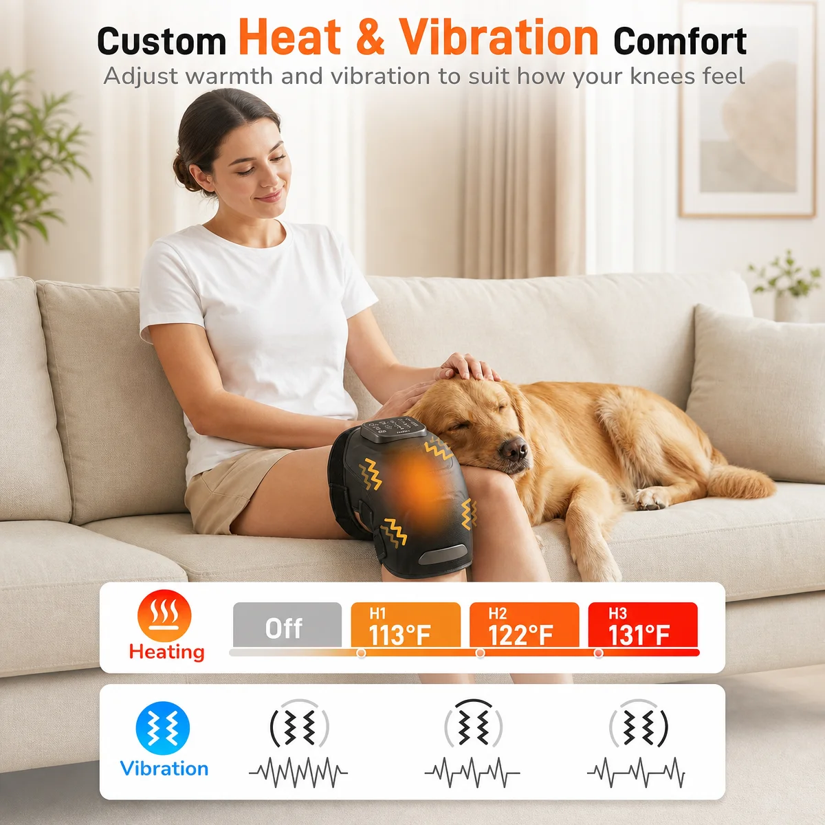 Rechargeable Pain Electric Infrared Knee Massager With Heat With Heat And Red Light Therapy Supplier Heated Vibration