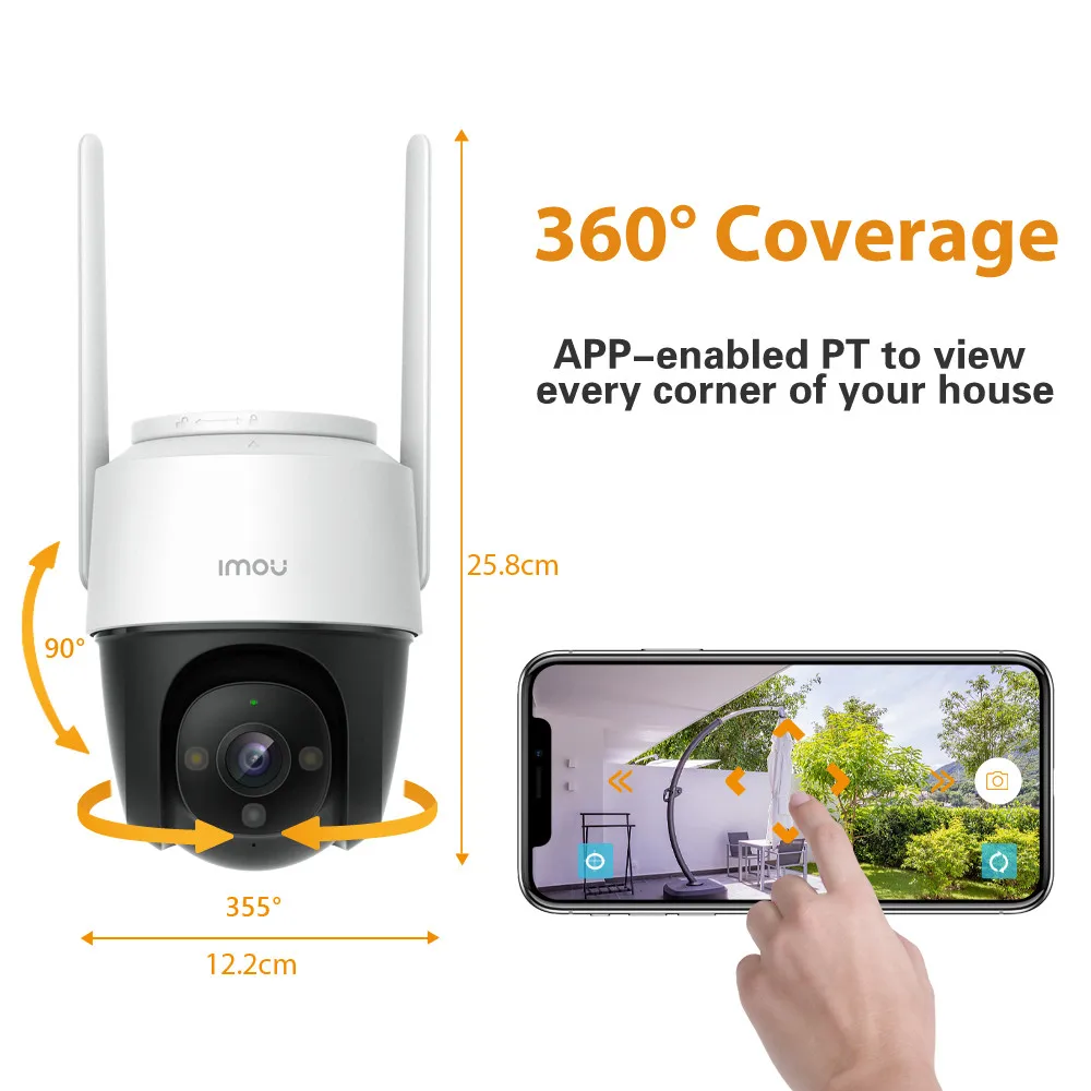 Imagem -02 - Imou Cruiser Outdoor Surveillance Câmera 360 ° Ptz Visão Noturna Colorida Wi-fi Ip66 ai Human Detection 2mp 4mp