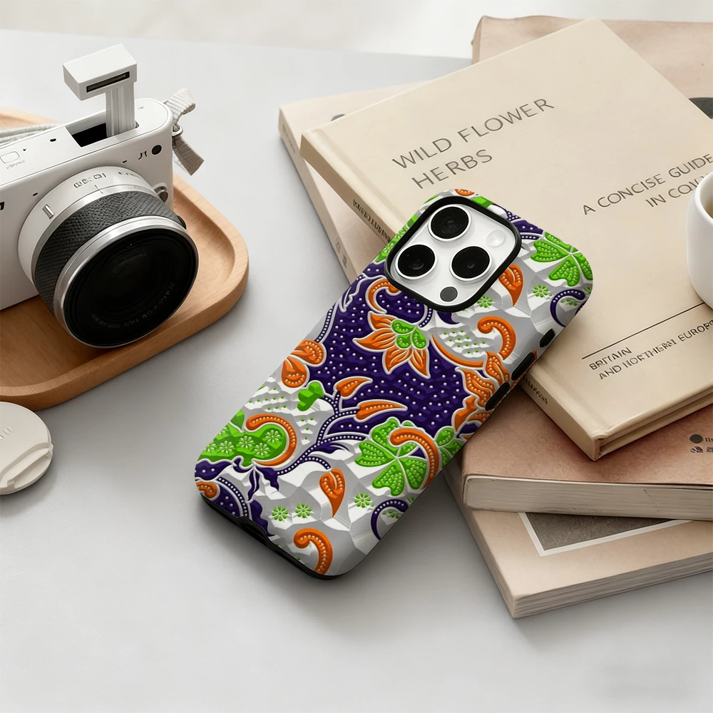 Bohemian Floral Fusion Phone Case for iPhone 17 16 15 14 13 12 11 Pro Max Air Plus Luxury Double-layer Back Cover