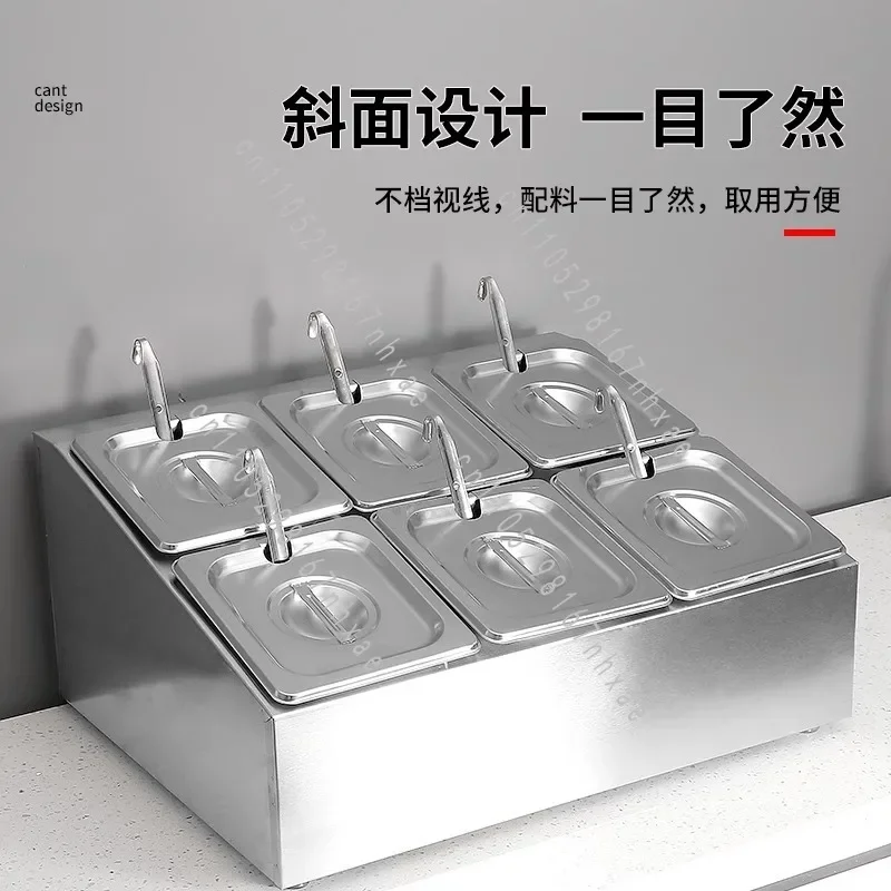 Kitchen Seasoning Box, Seasoning Jar, Commercial Hot Pot Small Mater Stainless Steel Parts Basin Shelf, Grid Jam Ingredient Box