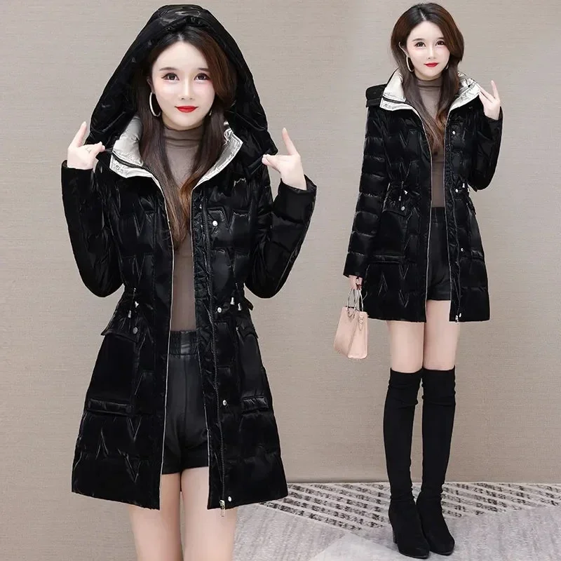 

Thickened Wash-free Down Cotton-padded Jacket Cotton-padded Women Winter Coat 2023 New Slim Long Hooded Lady Cotton-padded Jacke