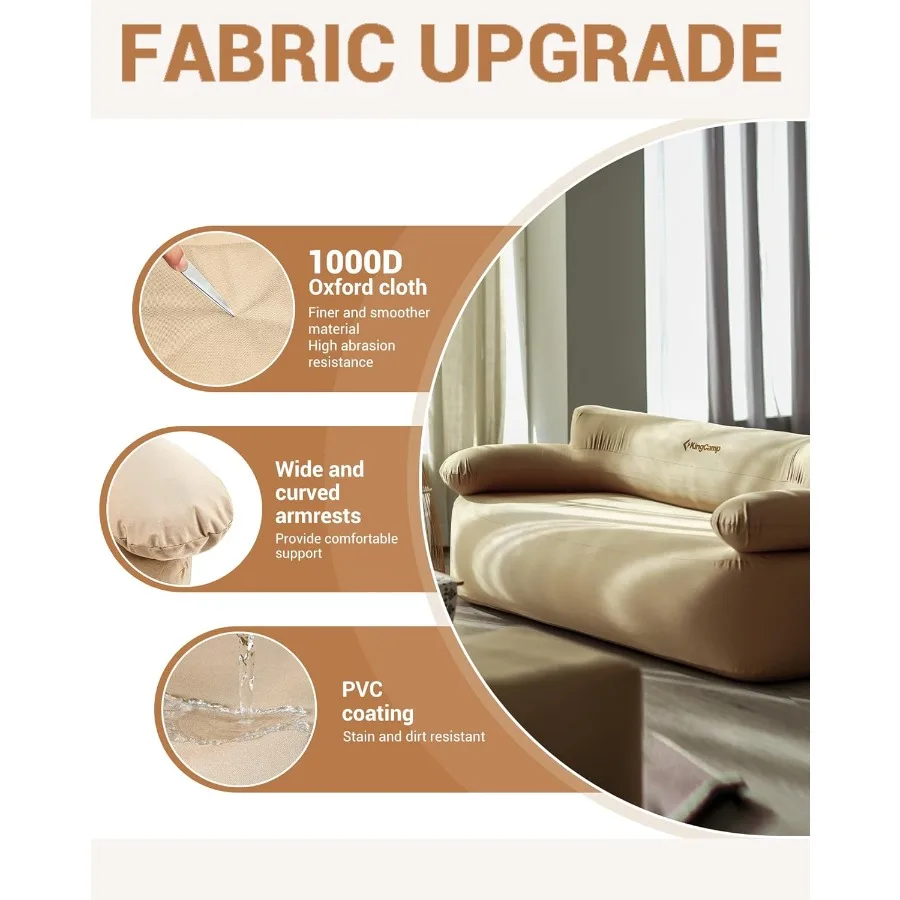 Double Inflatable Couch with Electric Air Pump 2-Person Camping Sofa with Eco PVC Liner Footrest Pegs Repair Kit and Quick-Fill