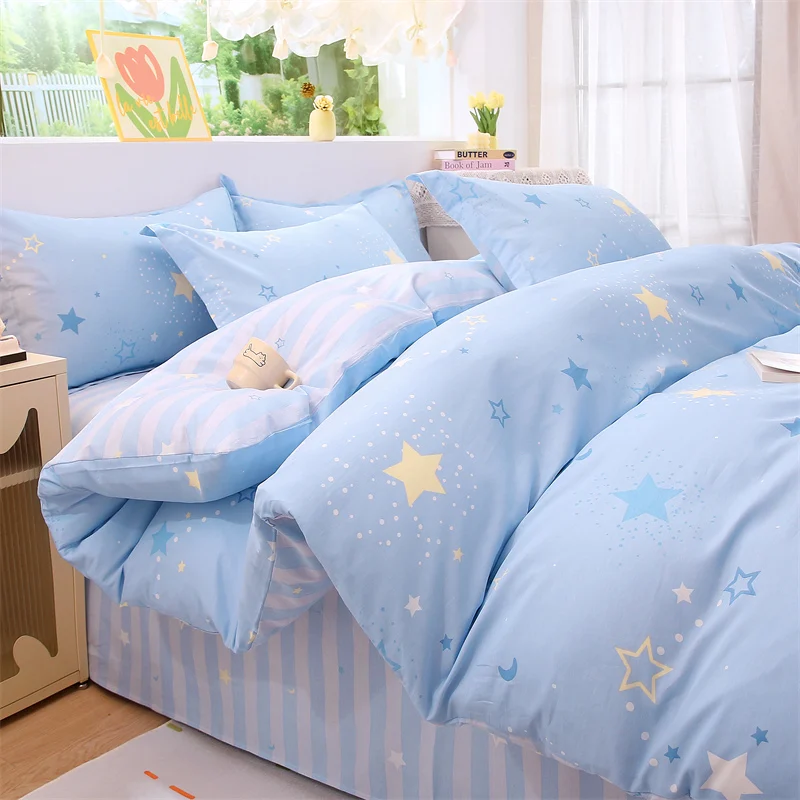 100%Cotton Soft Duvet Covers Comforter Cover for Home Adults Room Bedding Star Printed Quilts Covers housse de couette 220x240
