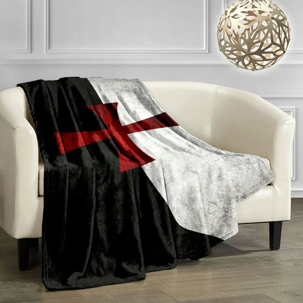 Heavy Duty Red Cross Black Cross Print Fleece Throw Blanket for Sofa Couch Bed Winter Decor Aid First Aid Gift