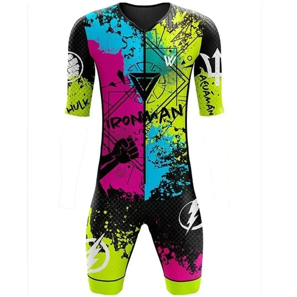 Men\'s Elite Sleeved Triathlon Suit Short Sleeve Trisuit Speedsuit Skinsuit Swim-bike-run Ciclismo Maillot Jumpsuit 2xs-4xl Size