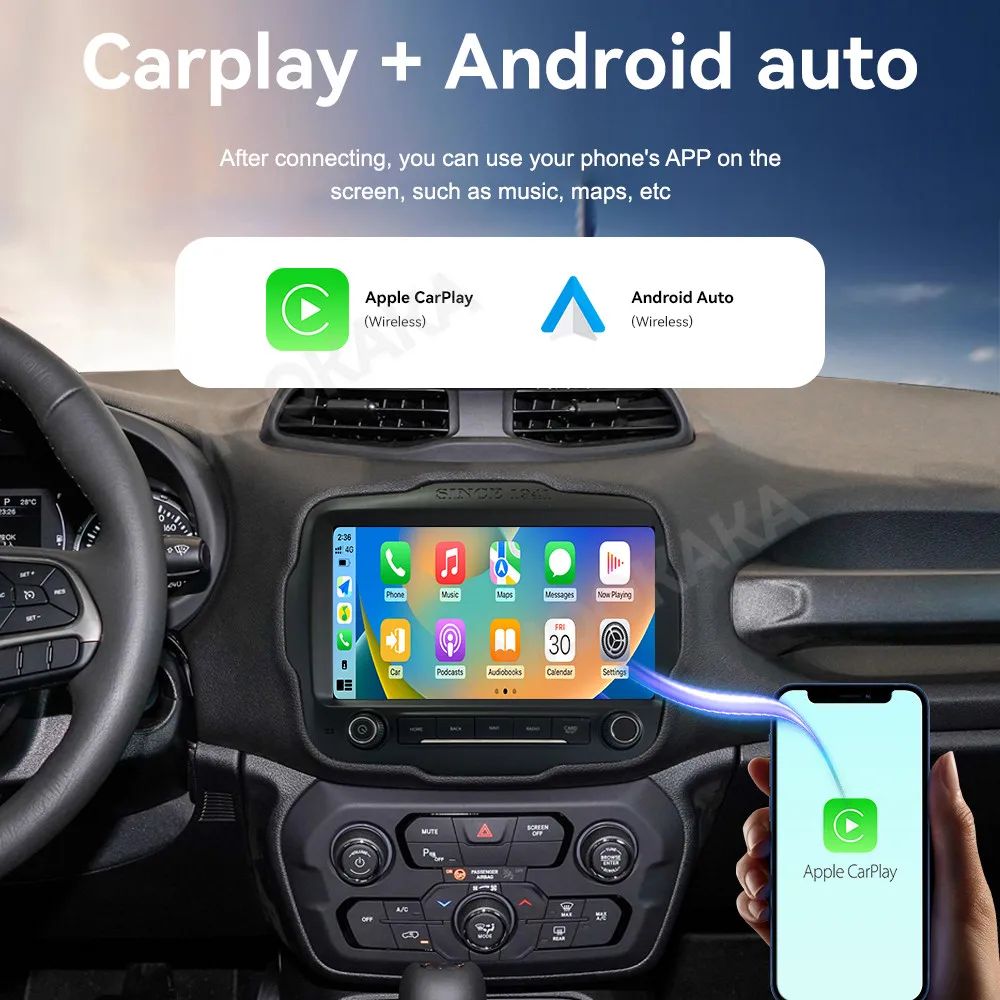For Jeep Renegade 2016 - 2021 Car Radio Multimedia Player Wireless Carplay Android Auto Autoradio Stereo GPS Navigation WiFi 4G