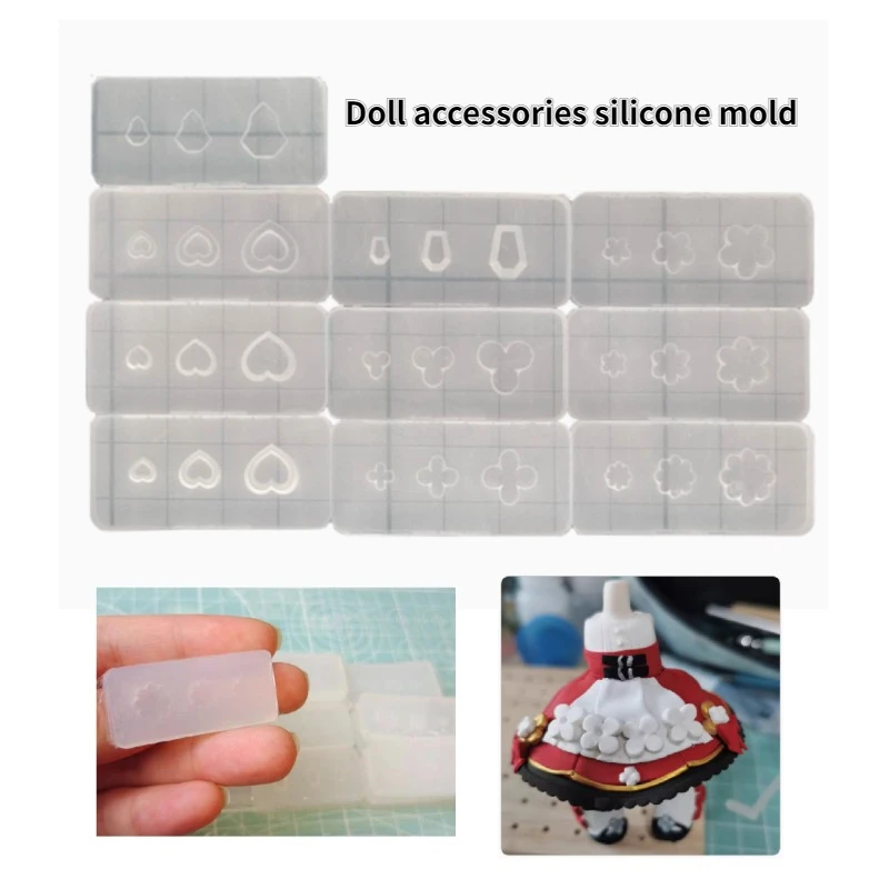 Irregular Polygon Mini Parts Silicone Mold DIY Creative Doll /Anime Characters Clothing Accessories Decorative Molding Tools