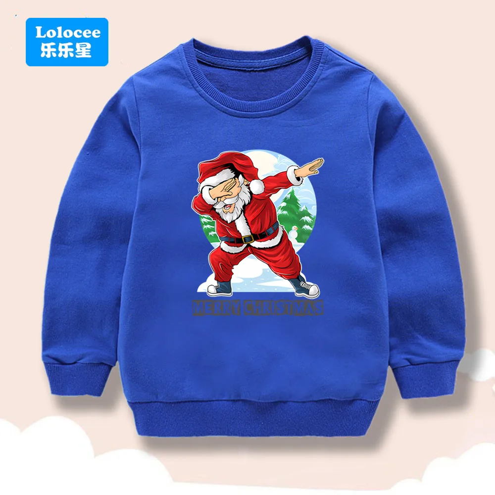 Kids Crew Neck Sweatshirt Dabbing Santa Claus Graphic Print Boys Girls Long Sleeve Pullover Merry Christmas Holiday Casual Tops