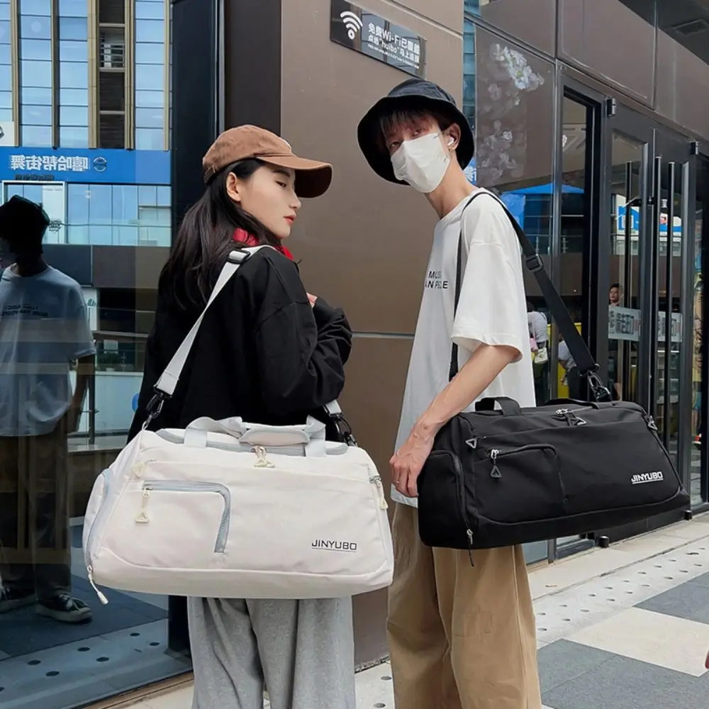 휴대용 옥스포드 여행 가방 견고한 단거리 나일론 더플백 접이식 단색 대용량 핸드백 비즈니스용