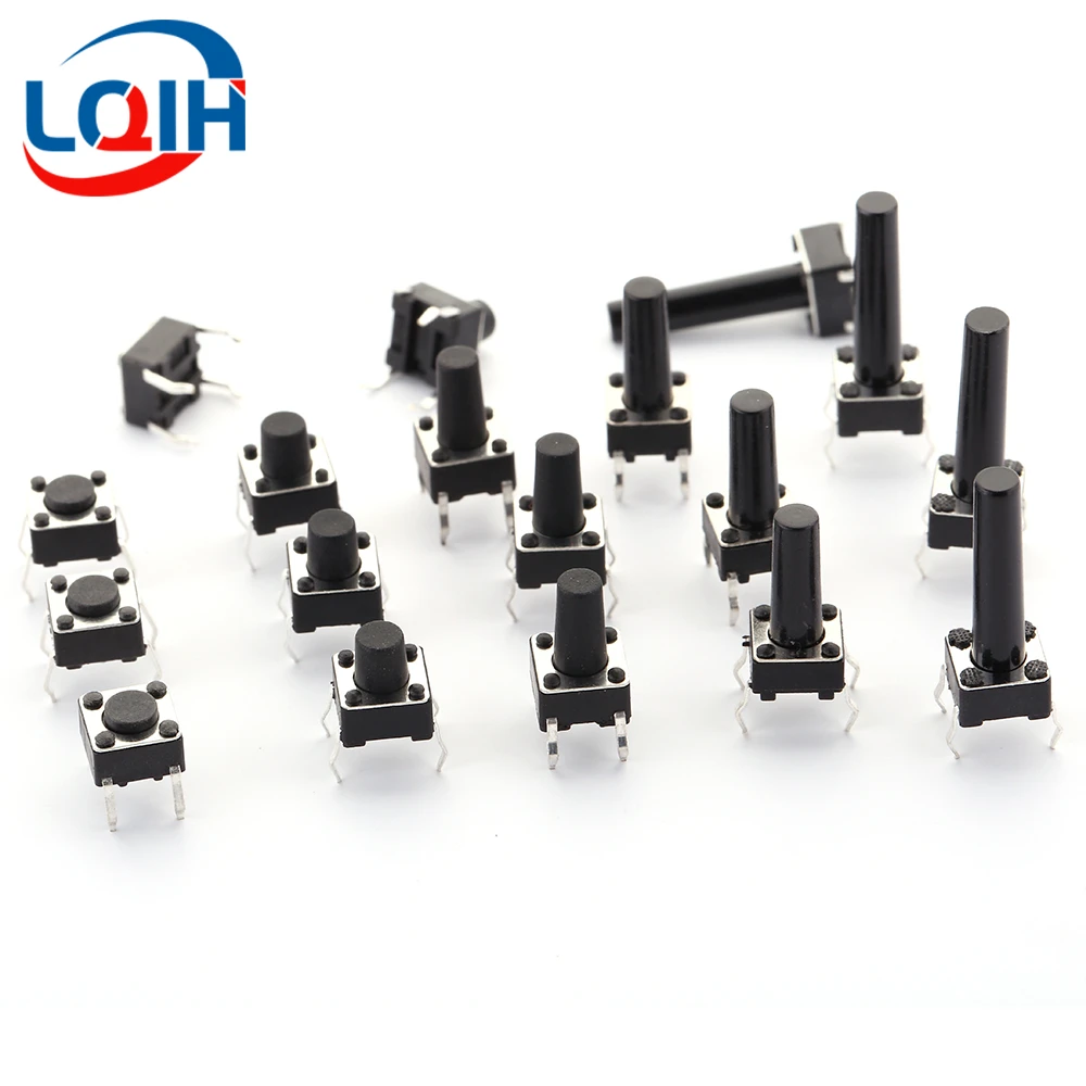 

20PCS Tact Push Button Switch 12V Copper 4PIN DIP Micro Switch 6X6X4.3 5 5 5.5 6 7 8 9 10 11 12 13 15MM TV Toys home use Button