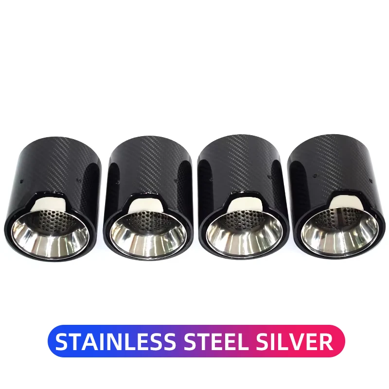 2020+ For BMW M2 M3 M4 G80 G82 G83 G87 Exhaust UpgradeCarbon Fiber Silver M Logo Muffler Nozzle Tip Exhaust Head