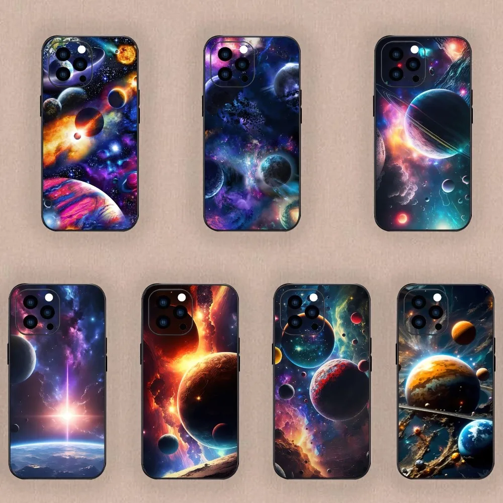 Planets Space Venus Sun Mars Phone Case For Samsung A53 A55 A52S A70 A22 A71 A80 Black Case