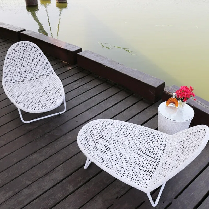 Outdoor-Liegen, Strandstühle, Outdoor-Schwimmbad, Rattan-Bett