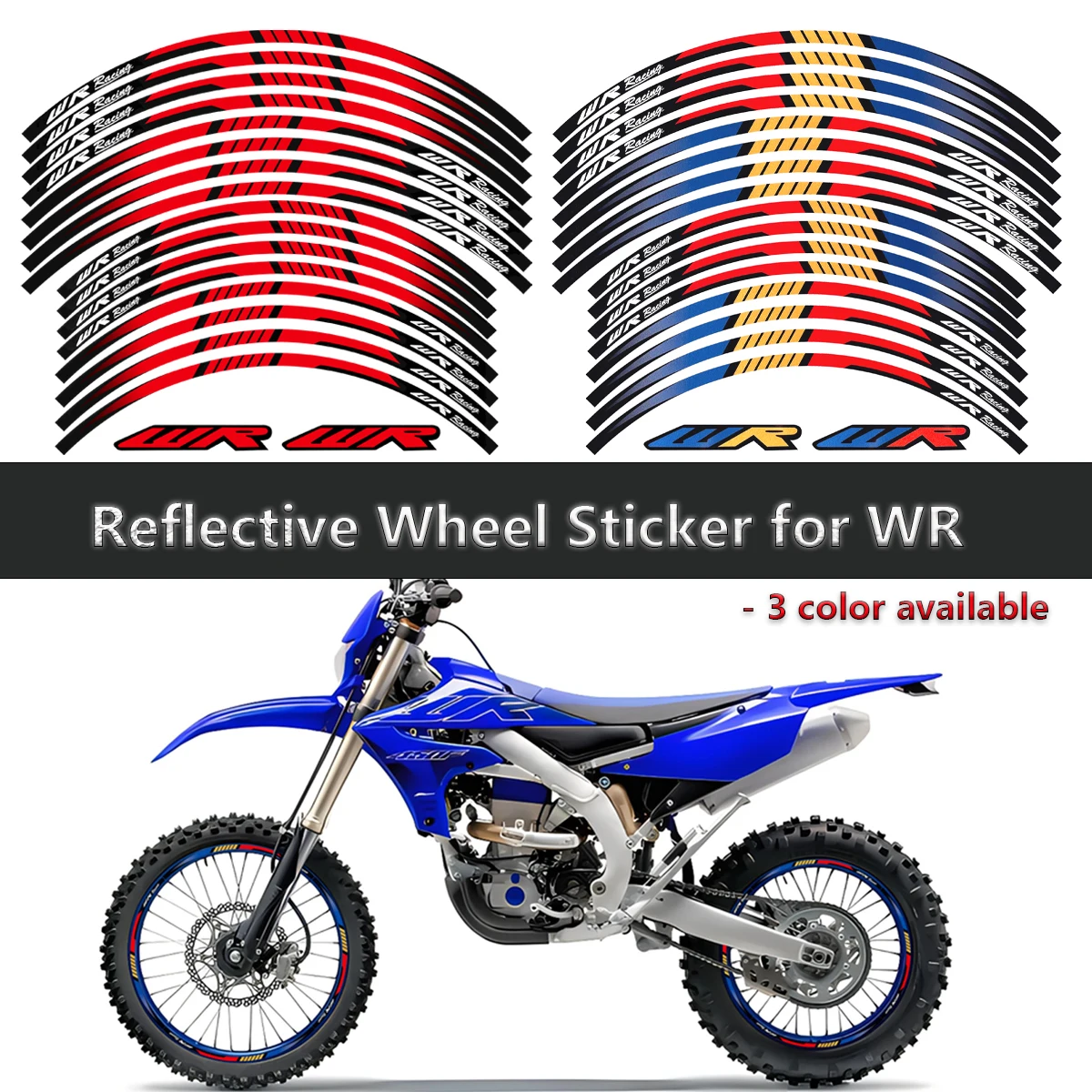 

21" 18" Reflective Motorcycle Wheel Sticker Waterproof Rim Stripe Tape Decal for YAMAHA WR 250R 250F 450F