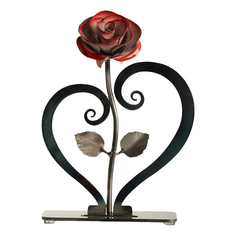 Metal Rose Stand Metal Rose With A Heart-shaped Stand Wedding Anniversary Gift For Wife For Living Room Bedroom Study Room