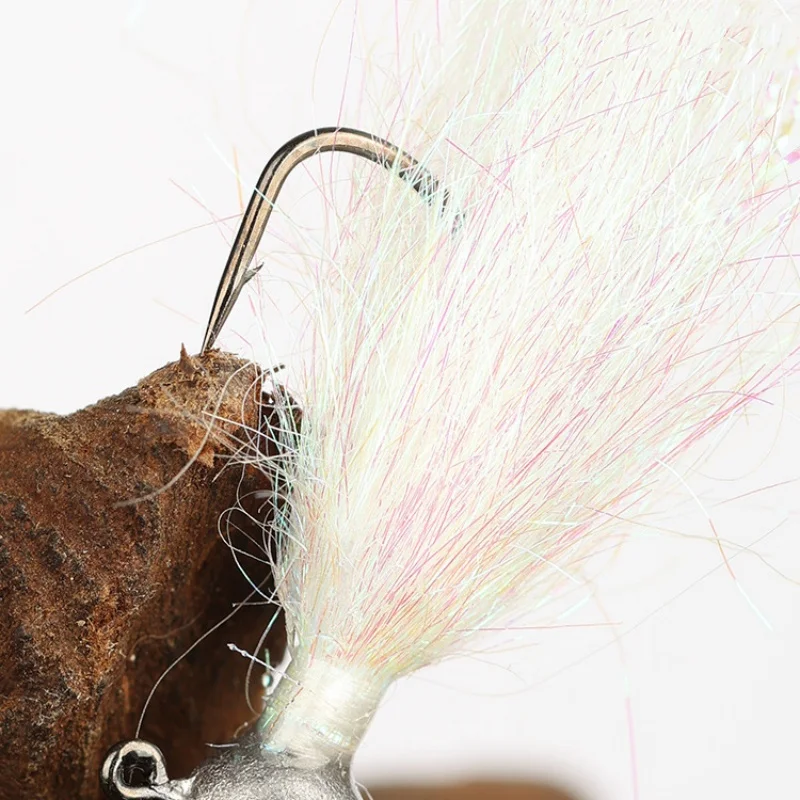 Angelköder Jigkopf-Haken Eis-Seiden-Garnelen Fischform Reflektierend Bunt Glitzernd Attraktiv Bass-Köder Set 10 Stück SALE – Detail 6