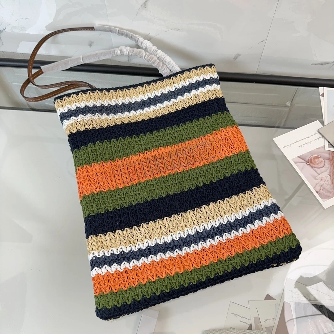 

Luxury Straw Tote Bags For Women Designer Handbag Famous Brand Handmade Weave Large Capacity Shoulder Casual Beach Bag 2025