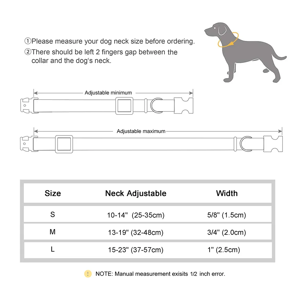 Colar de nylon personalizado para cão, pequeno, médio e grande, para chihuahua