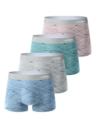 4 Pieces of Men's Underwear Comfortable Soft Fashionable Trendy Individual Men's Boxer Briefs Line Athleisure Pants