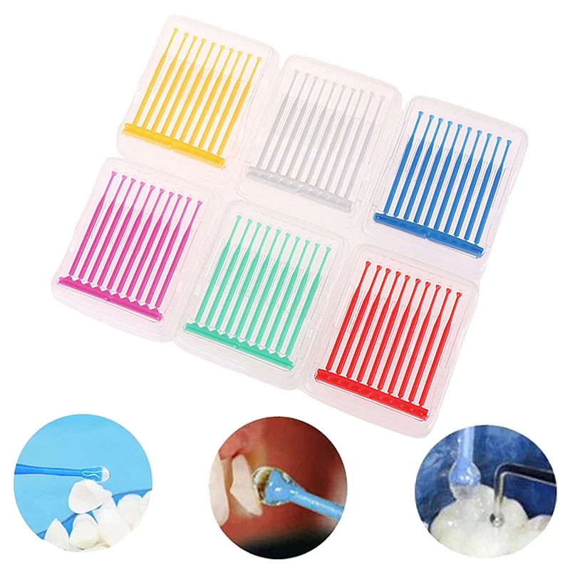 10Pcs/Box Dental Disposable Micro Applicator Brush Stick Adhesive Tip Applicator For Tooth Crown Porcelain Veneer Dentistry