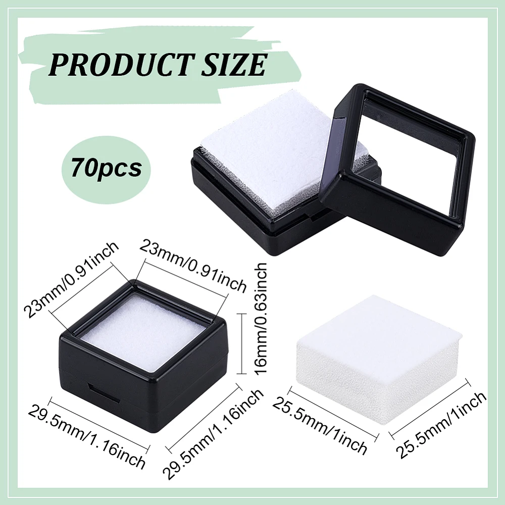 70pcs Black Modern Square Display Box 1.2x0.63 Inch for Jewelry Accessories Display