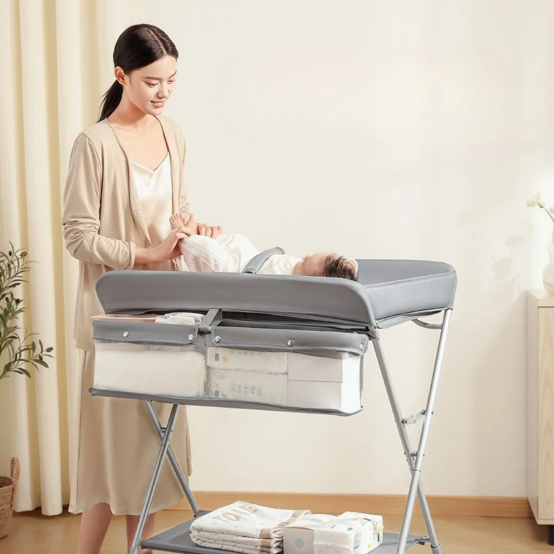 Składana 4-poziomowa regulowana stacja do pielęgnacji dziecka Podparcie lędźwiowe Przenośny stolik do przewijania Ergonomiczna platforma do karmienia niemowląt