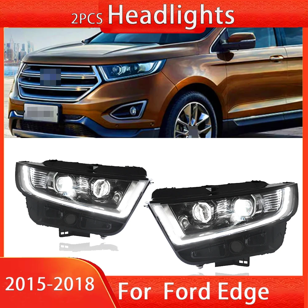 

Car LED Headlamp Assemblies For Ford Edge 2015-2018 LED daytime running lights flow lamp turn signals xenon light Plug and Play