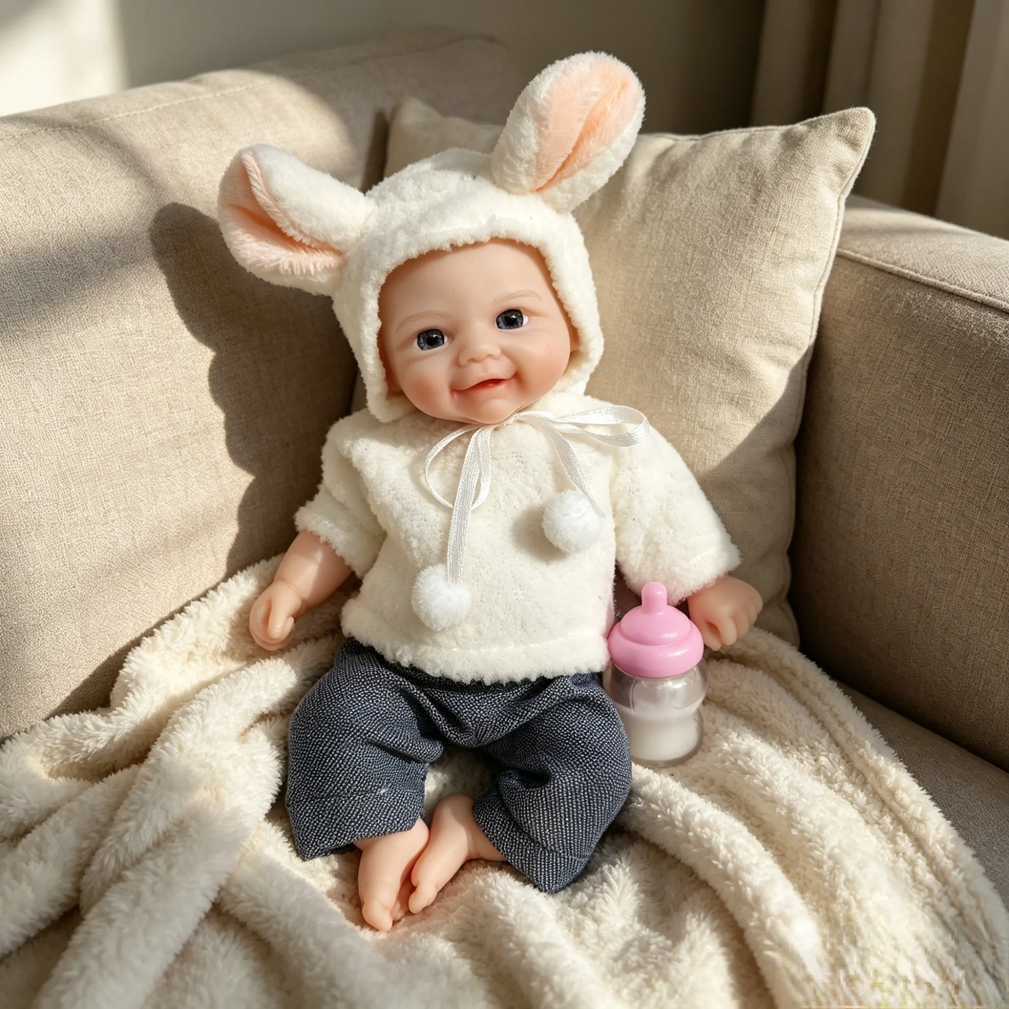 

6 Inch Handmade Silicone Reborn Baby Girl Doll Vivienne Open Eyes Style, Soft Touch Collectible Toy For Gift
