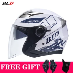 DOT Safety Casco Moto mezza faccia doppia lente Cool Casco Moto uomo donna quattro stagioni Street Fashion Casco Capacete De Moto