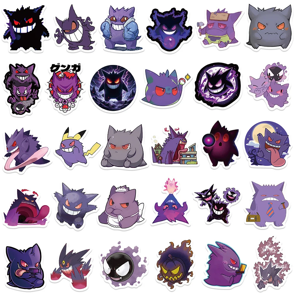 10/30/55PCS Pokemon Cute Gengar Anime Stickers Decal For Kid DIY Laptop Scrapbook Fridge Graffiti Funny Cartoon Sticker Toy Gift