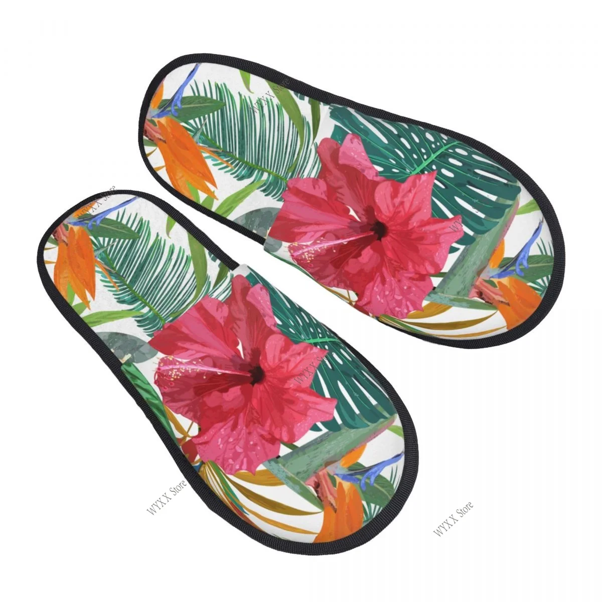 

Меховые тапочки для женщин и мужчин, модные пушистые зимние теплые тапочки, домашняя обувь с гавайским цветочным принтом