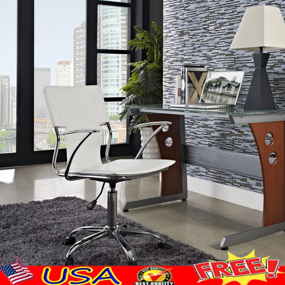 

Modern Ergonomic Office Chair with Adjustable Height and Lumbar Support Stylish Sling Seat Chrome Base 360º Swivel Home and