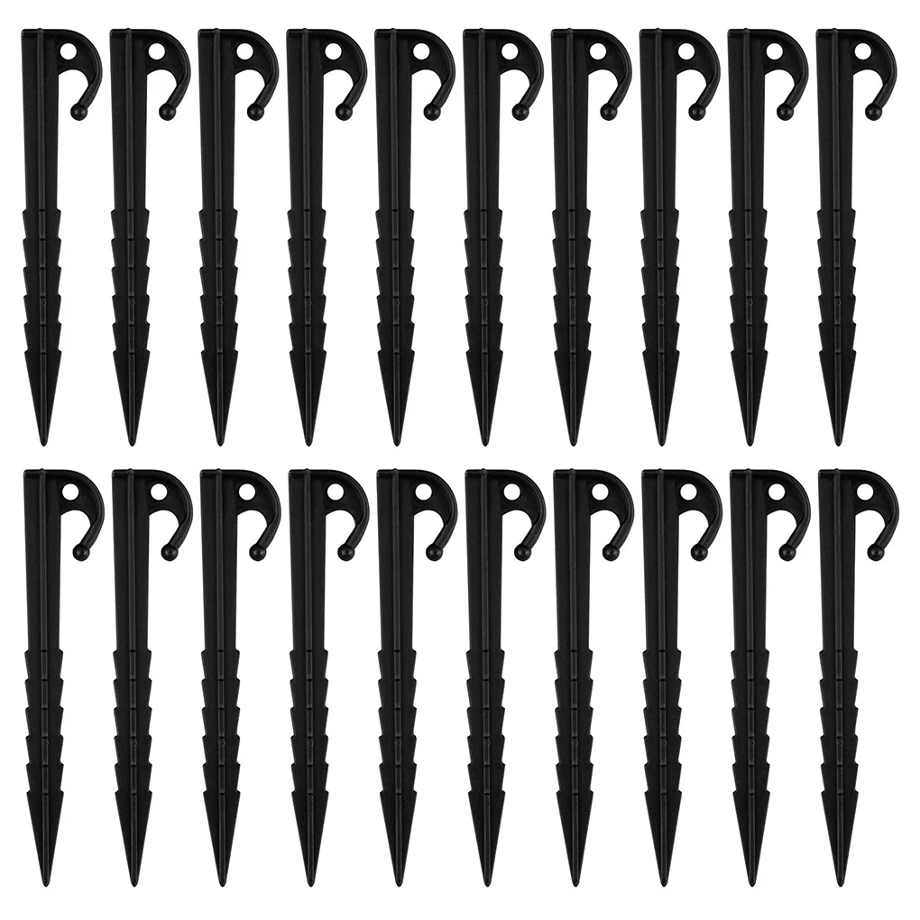 20pcs Plastic Tent Hook Stakes Camping Tents Accessories Beach Sand Ground Pegs Ground Support Nails Peg Screw Anchor Shelter