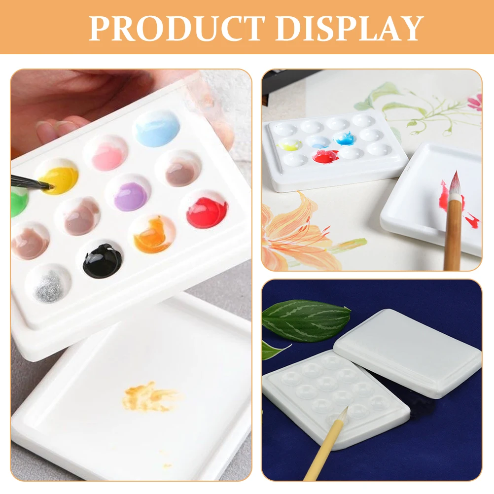 

Mini Watercolor Plastic Paint Trays Plastic Mixing Tray Empty 12 Wells Lightweight Dustproof Artists Students Gifts