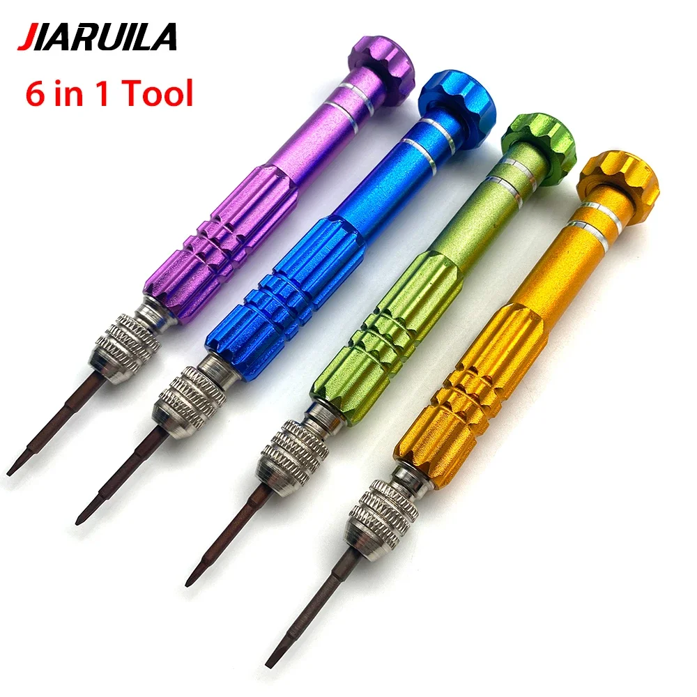 Kit de herramientas de reparación de teléfonos móviles 6 en 1 para Apple, Android, Samsung, juego de destornilladores, combinación de deslizamiento, Kit de desmontaje multifunción