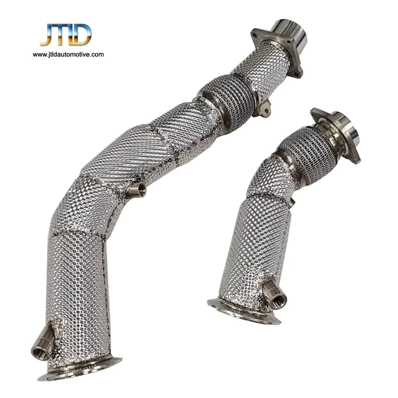 JTLD Custom Performance 304SS Exhaust Downpipe with Heat Shield for BMW F80 M3 F82 M4 F8X S55 High Quality Exhaust Pipe