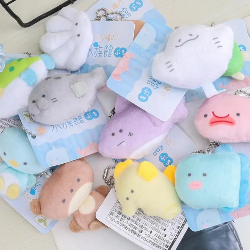 Ocean Animal Plush Keychain Cute Small Sea Animals Plush Keychain Soft Cute Small Sea Creatures Plush Keychain Doll Toy Keychain