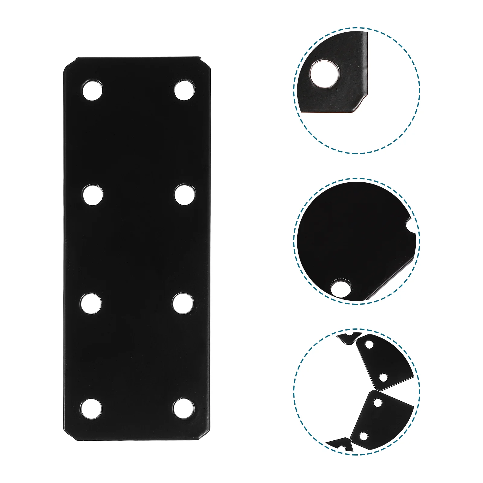 

8 Pcs Hinges Corner Code Brackets Iron Fixing Plate Metal Steel Black Flat Brace