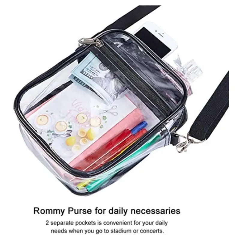 Clear Crossbody Purse Bag, Clear Bag Stadium Approved with Front Pocket for Concerts Sports Festivals