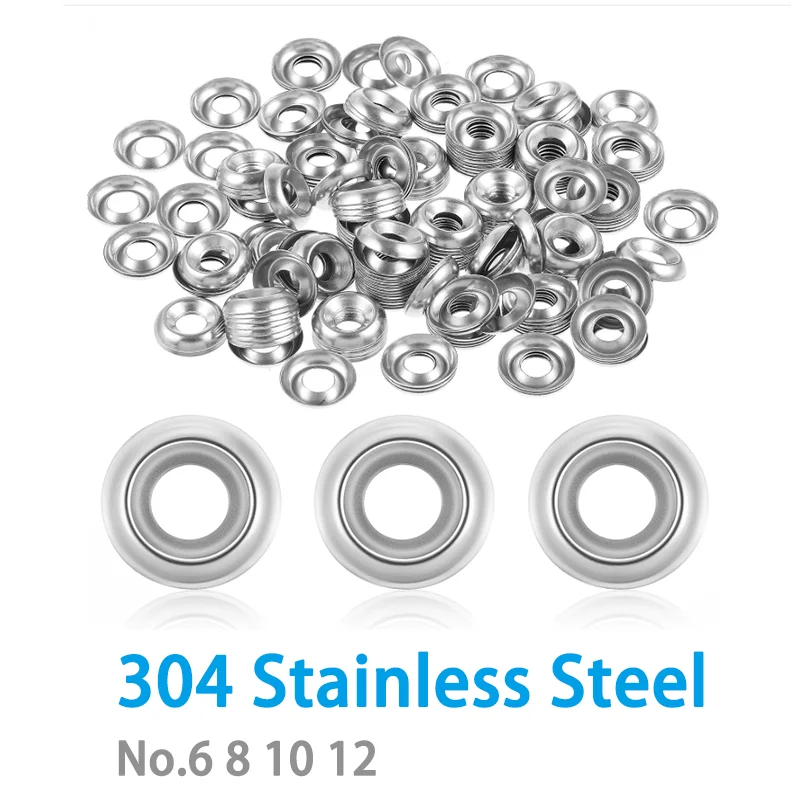 No.6 8 10 12 Countersunk Finish Washers Stainless Finishing Washers 304 Stainless Steel Washers Finishing Cup Silver 50~ 500 Pcs